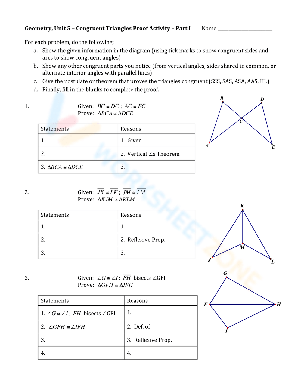 Grade 10 Triangle Congruence Proofs Worksheets U0026 Printable