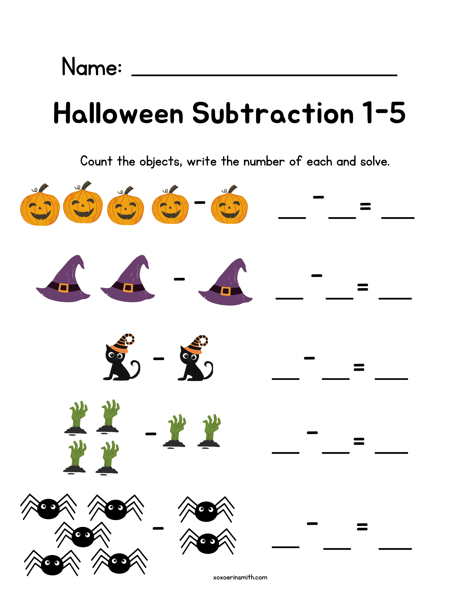 Halloween Addition And Subtraction Free Math Worksheets Xoxoerinsmith Halloween Addition And Subtraction Free Math Worksheets Xoxoerinsmith