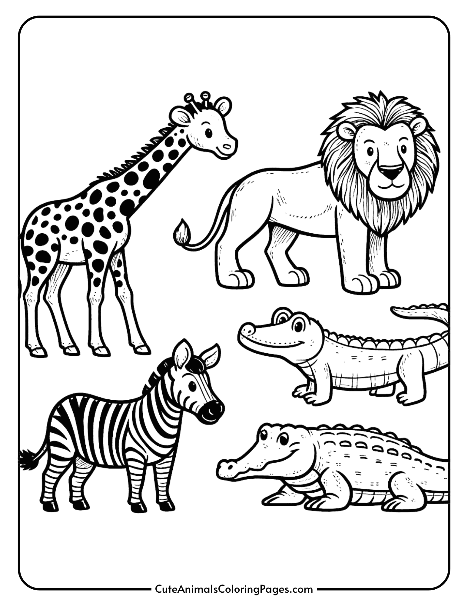 Jungle Animals Coloring Pages Free Printable Pages Cute Animals Coloring Pages