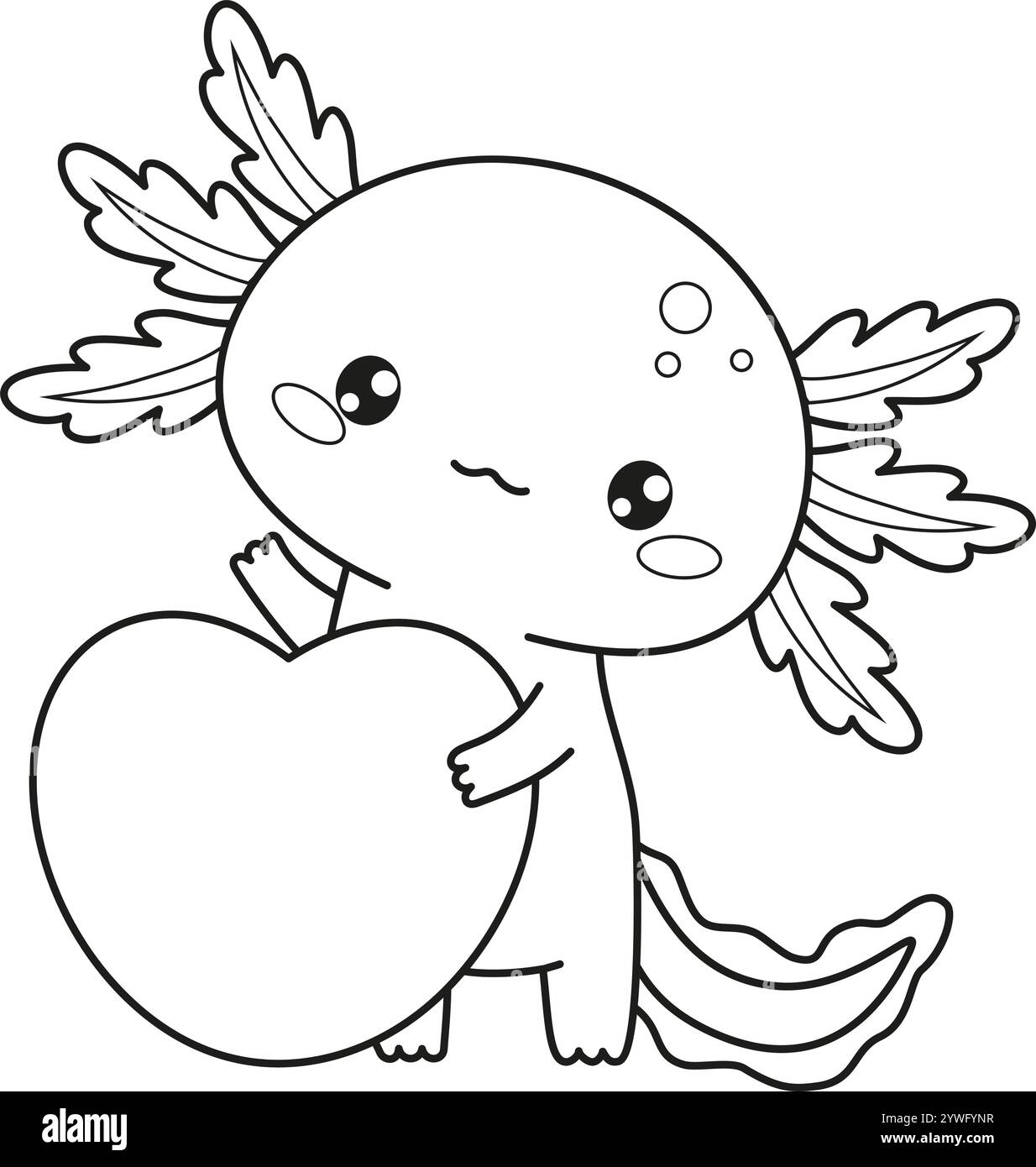 Kawaii Axolotl Coloring Page Cut Out Stock Images Pictures Alamy