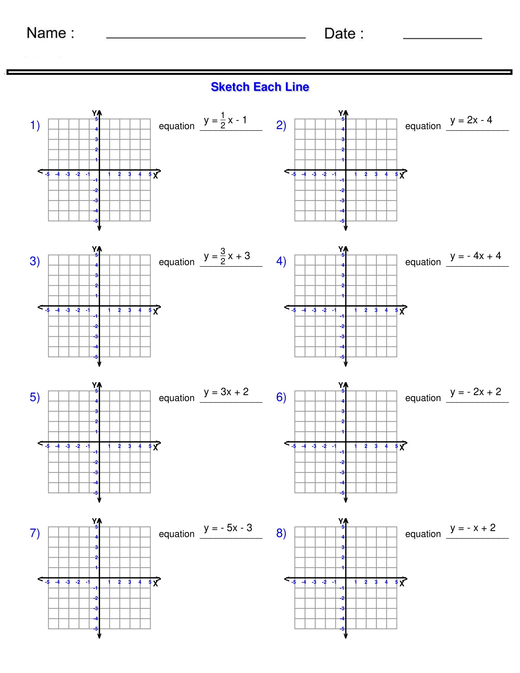 Linear Functions Graphing Lines In Slope Intercept Form Worksheets Made By Teachers