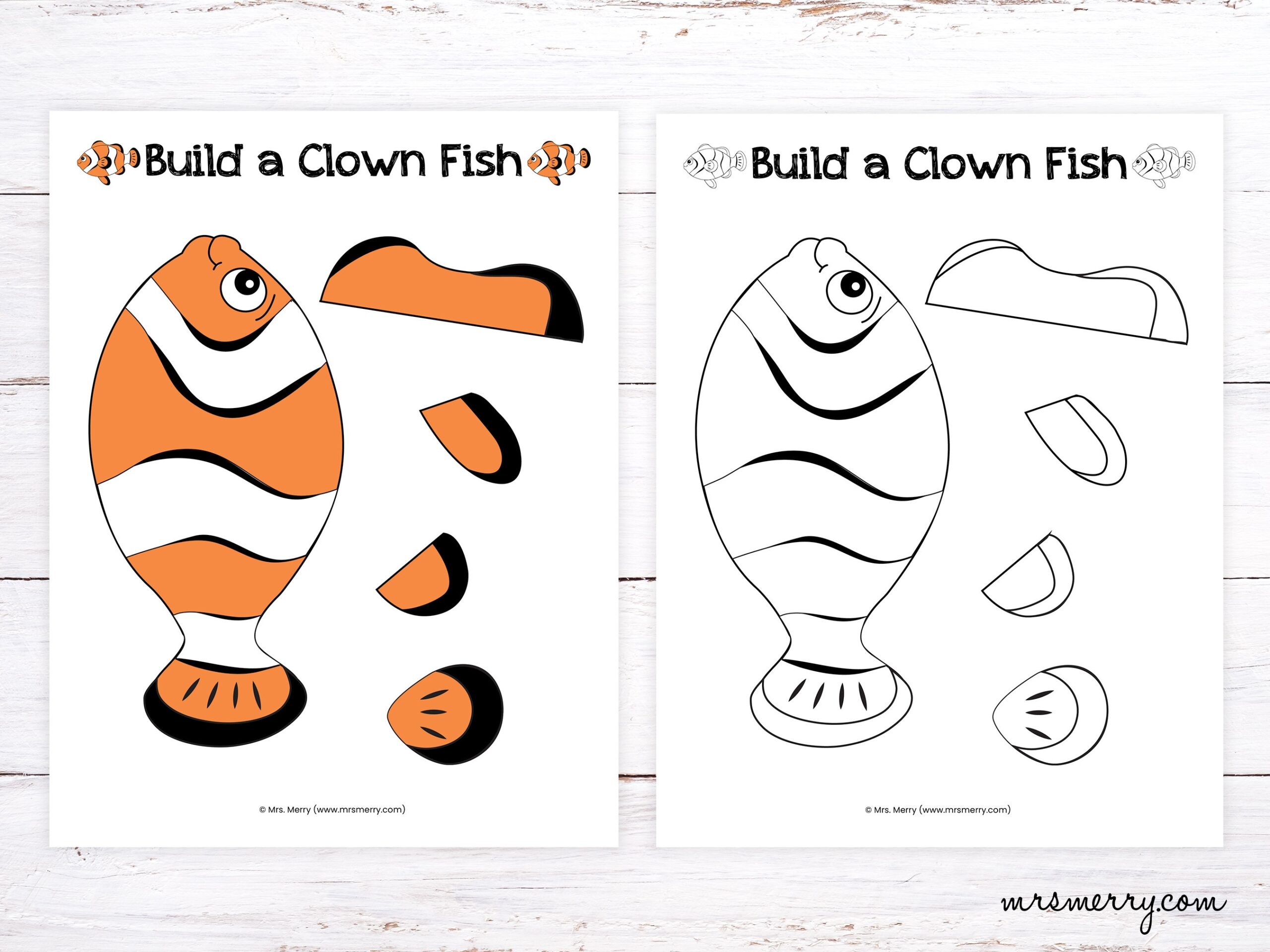 Make A Clown Fish Craft Sea Animal Printable For Kids Etsy