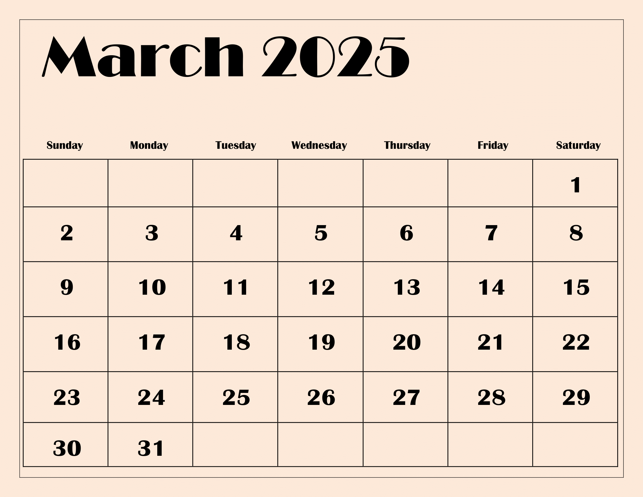 march 2025 printable calendar