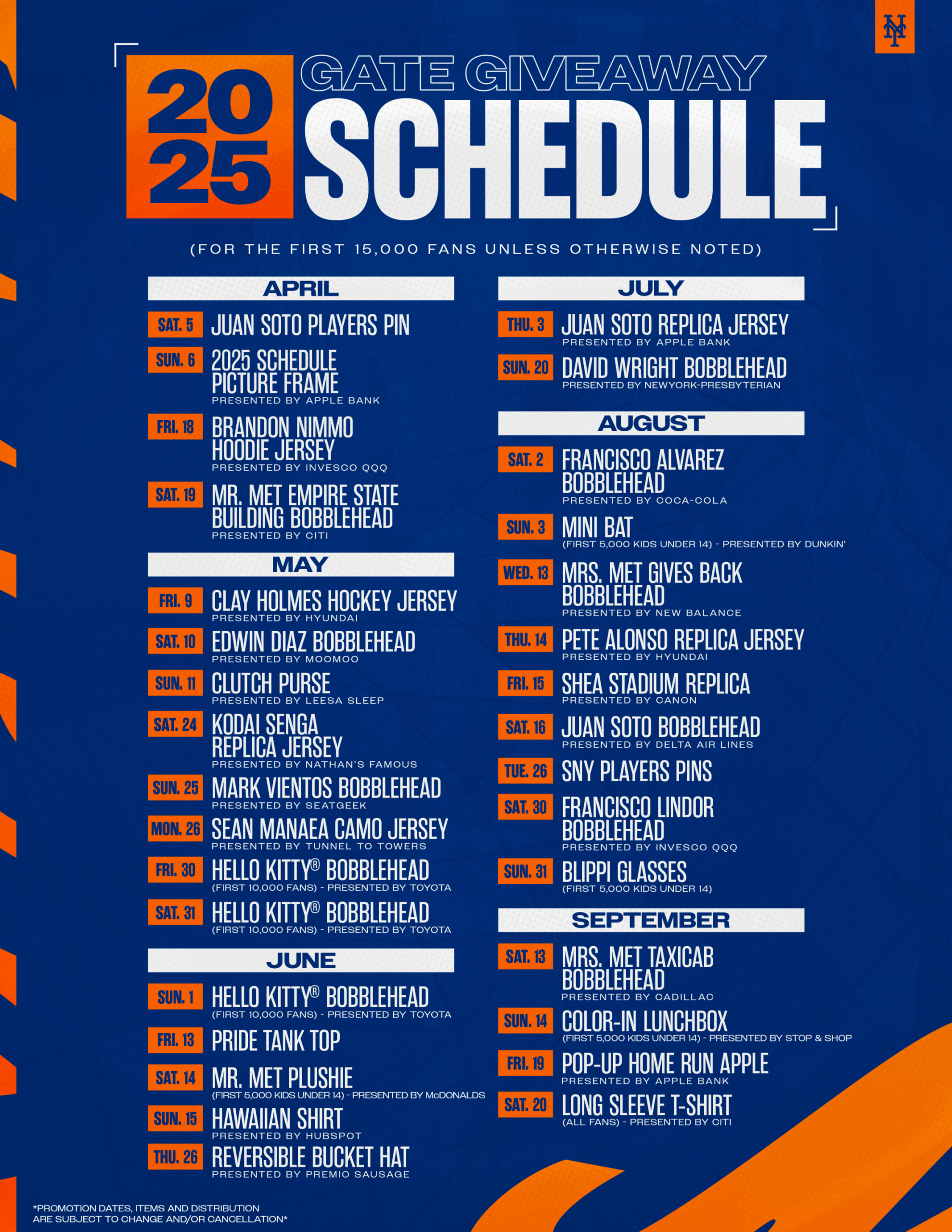 New York Mets Printable Schedule