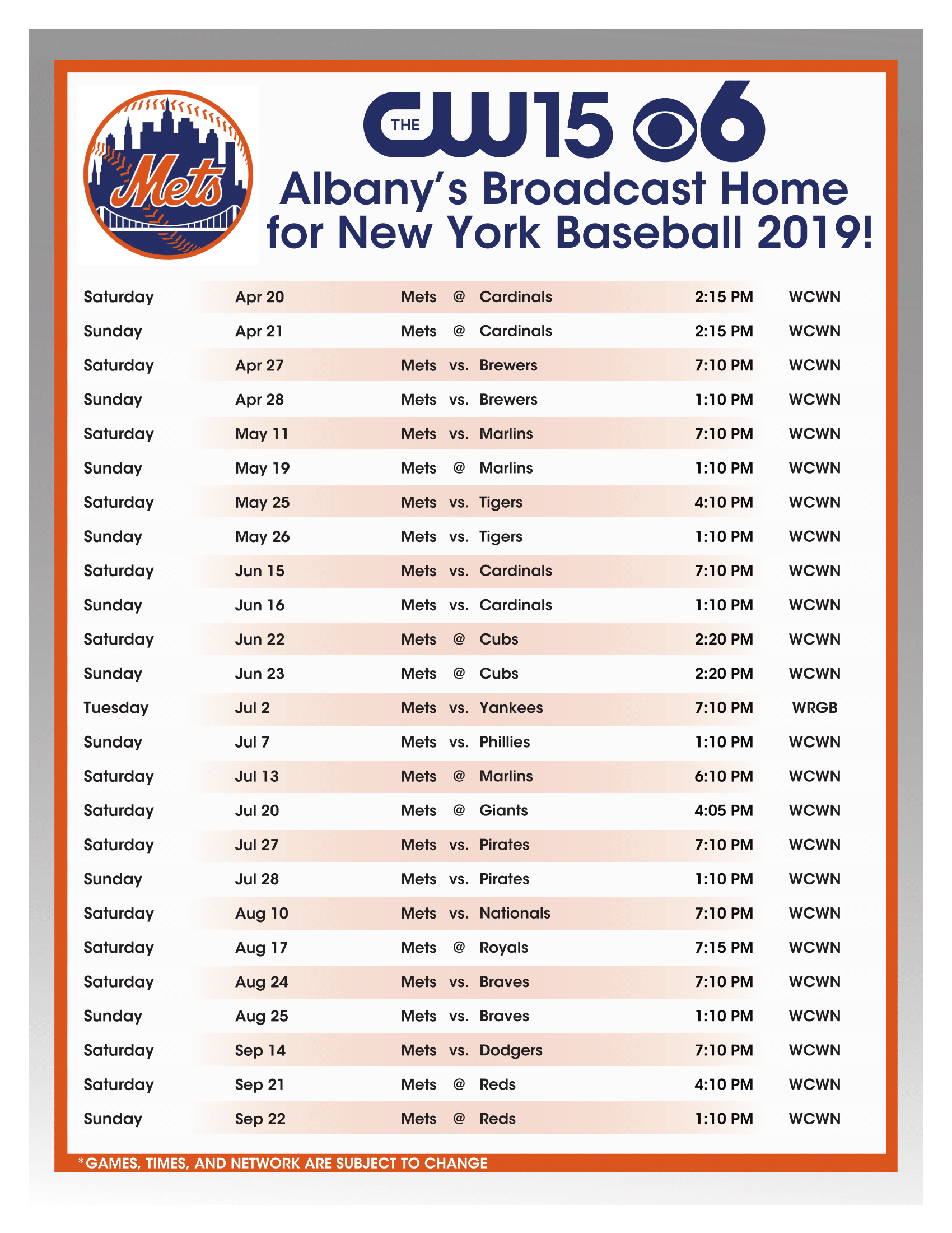 Mets Schedule