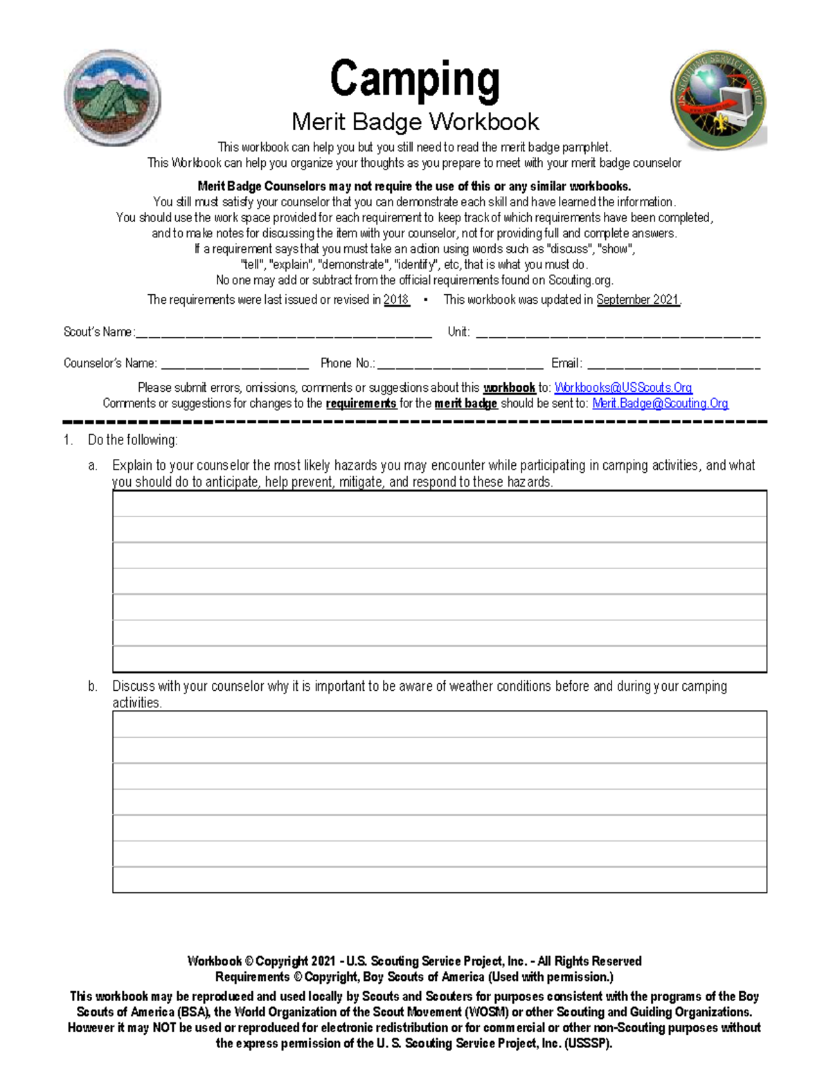 family life merit badge worksheet