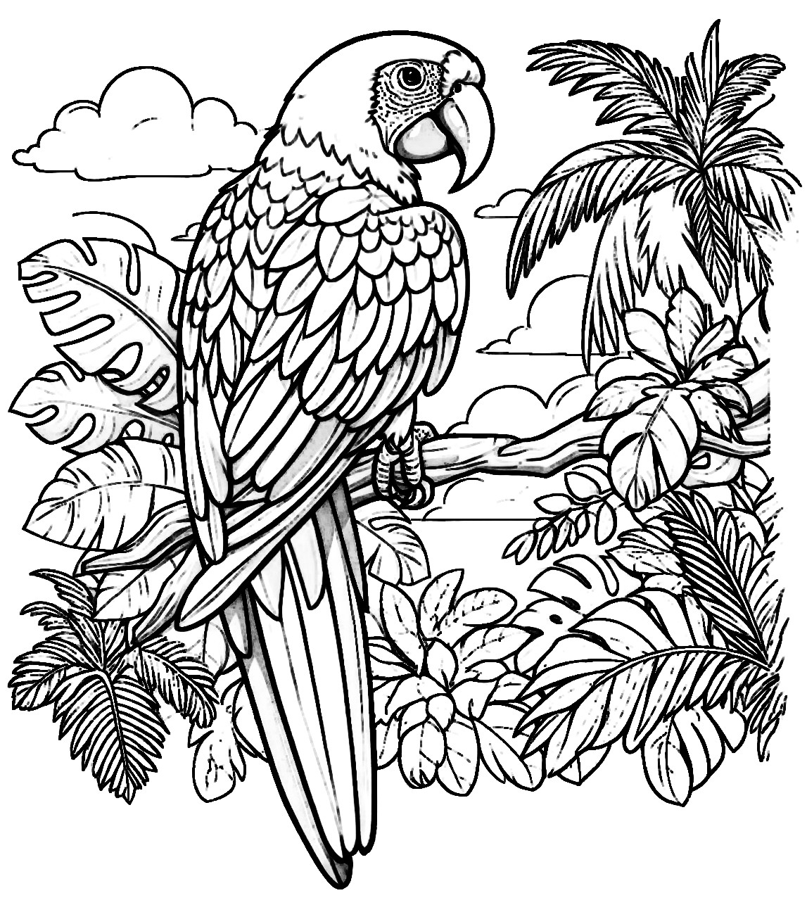 Jungle Birds Coloring Pages