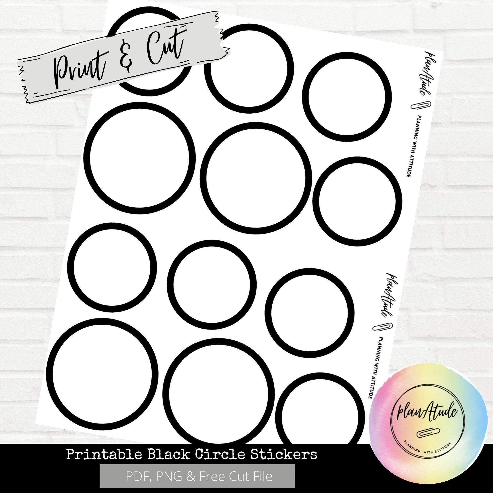 Printable Black Circle Stickers For Happy Planner Functional Printable Sticker Classic Vertical Etsy