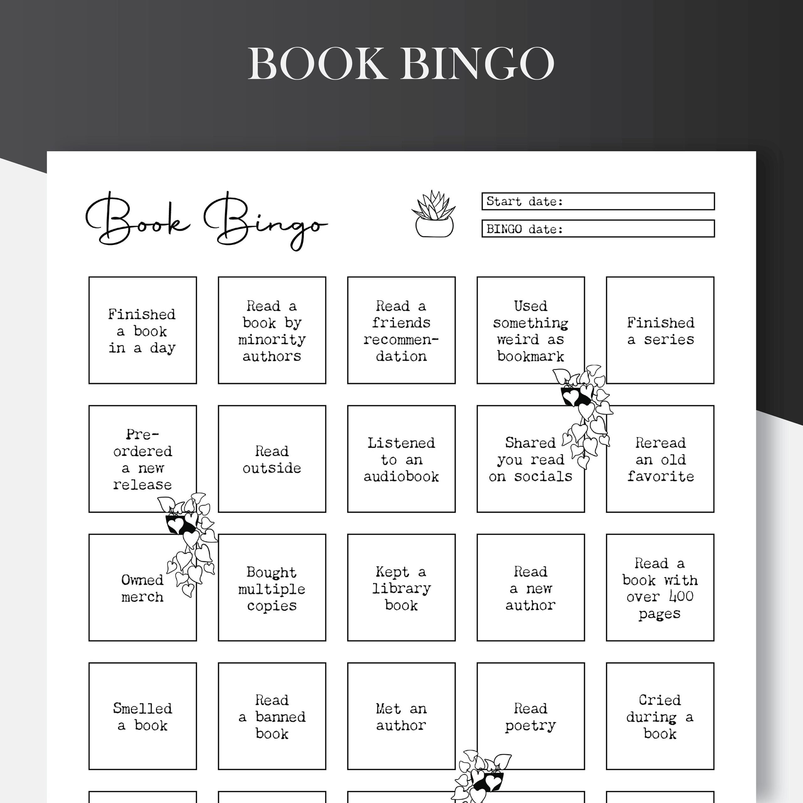 Printable Book Bingo Reading Challenge Book Challenge Bingo Templates LETTER A4 A5 Etsy