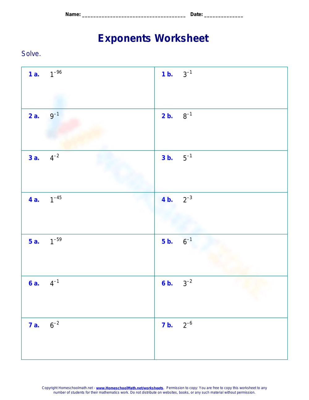 properties of exponents worksheet