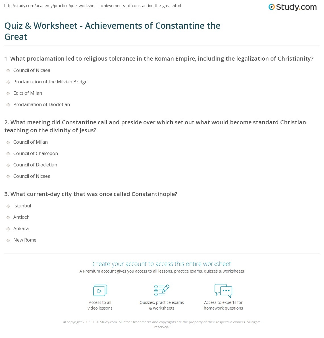 Quiz U0026 Worksheet Achievements Of Constantine The Great Study