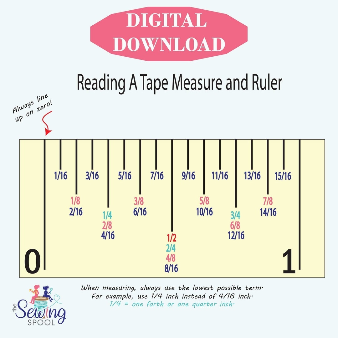 Reading A Tape Measure U0026 Ruler Guide PDF Digital Download Etsy