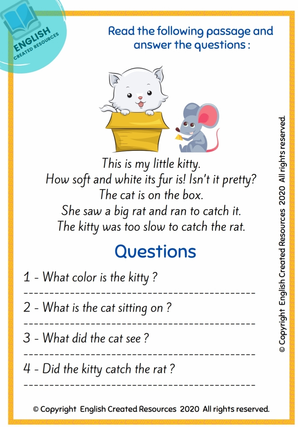 class 1 comprehension worksheets