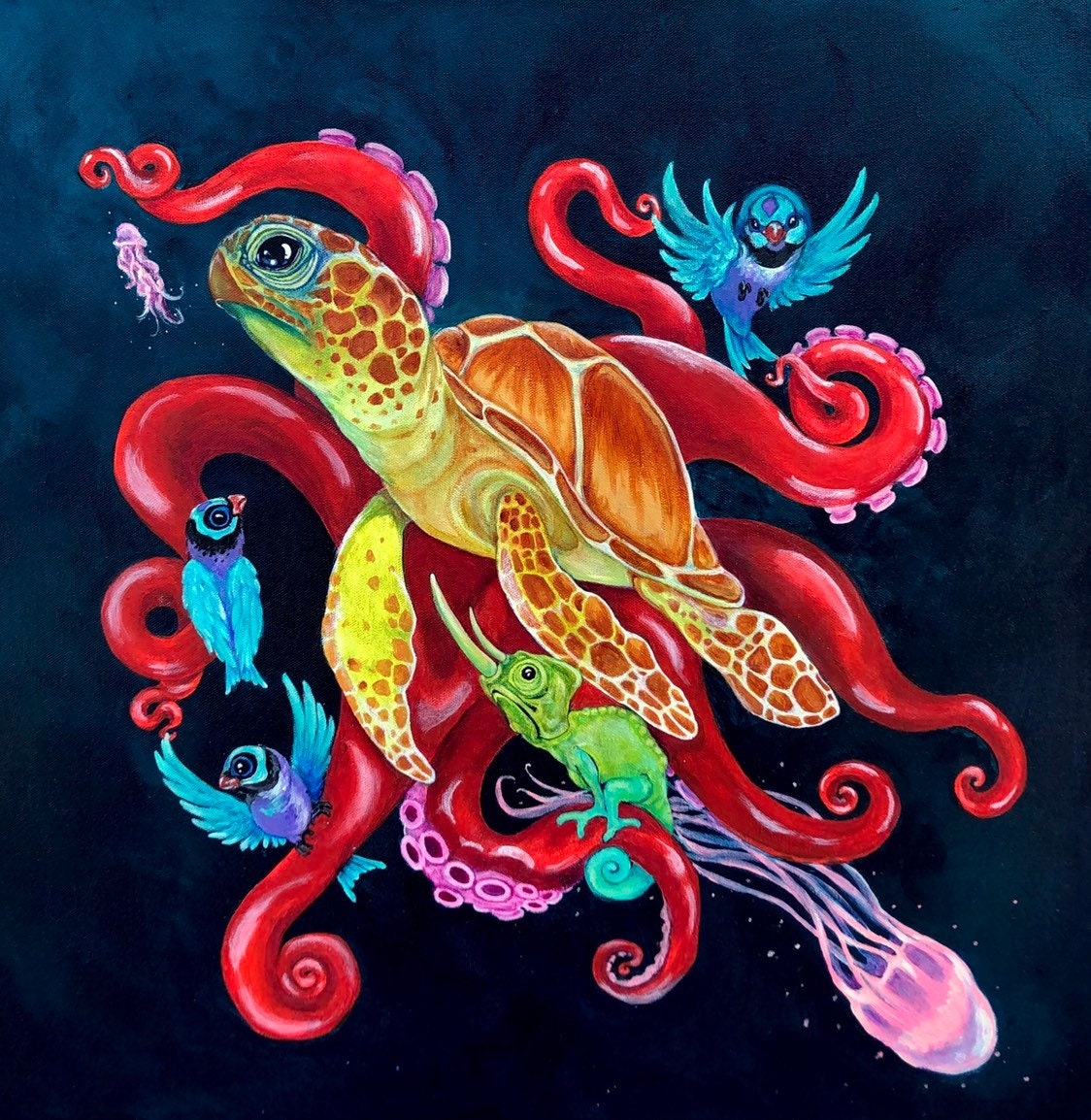 Sea Turtle Print Octopus Art Print Oceans Wonders Sea Life Art Print Etsy Canada