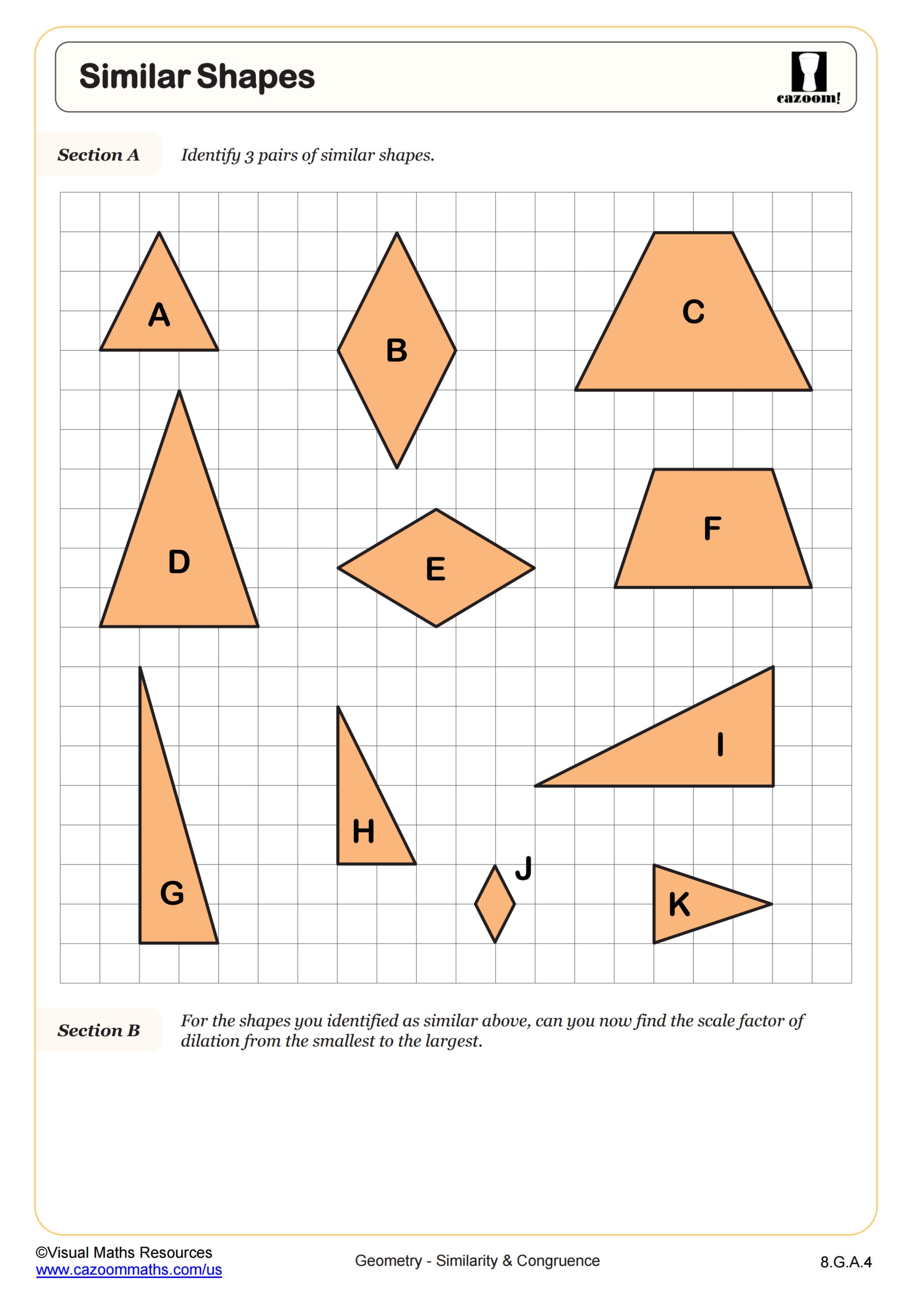 Similar Shapes Worksheet 8th Grade PDF Worksheets