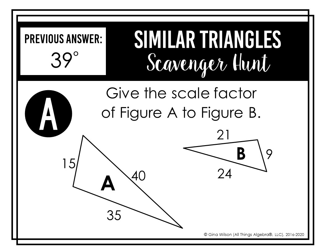 Similar Triangles Scavenger Hunt All Things Algebra 