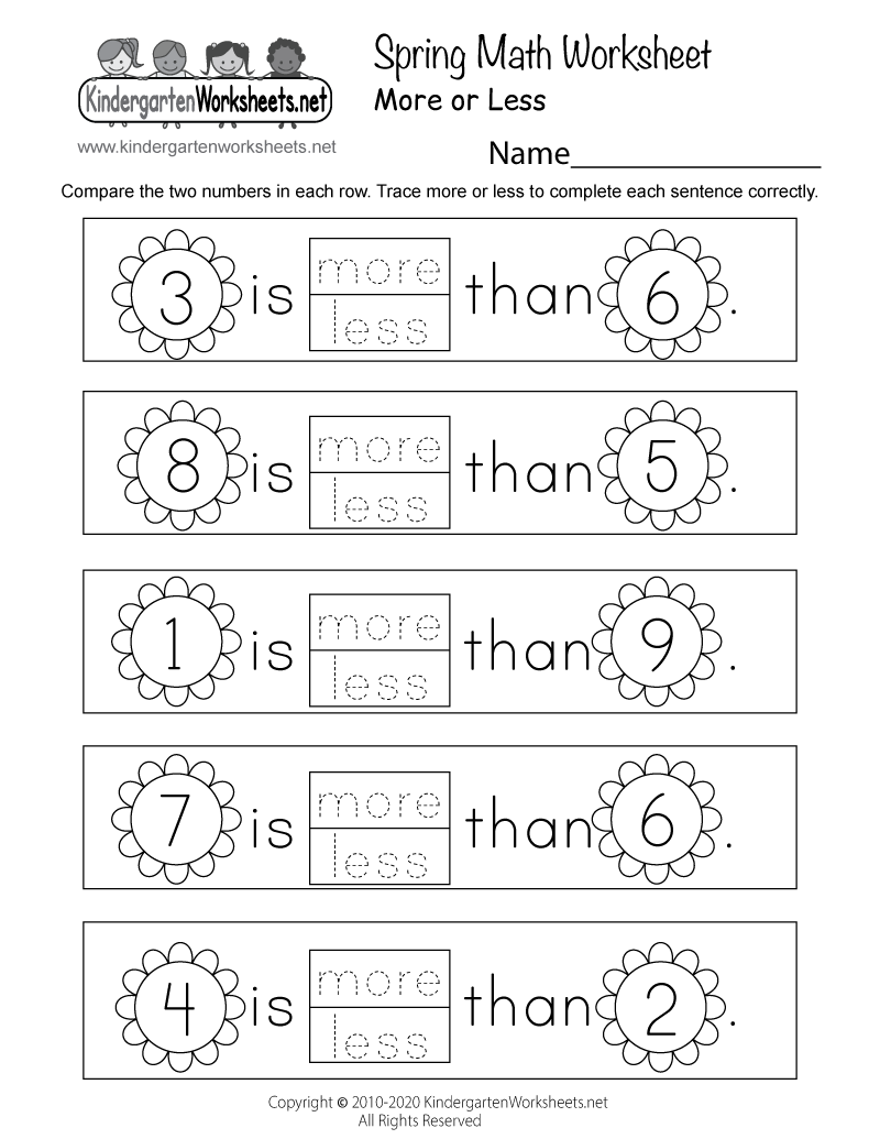 kinder math worksheets