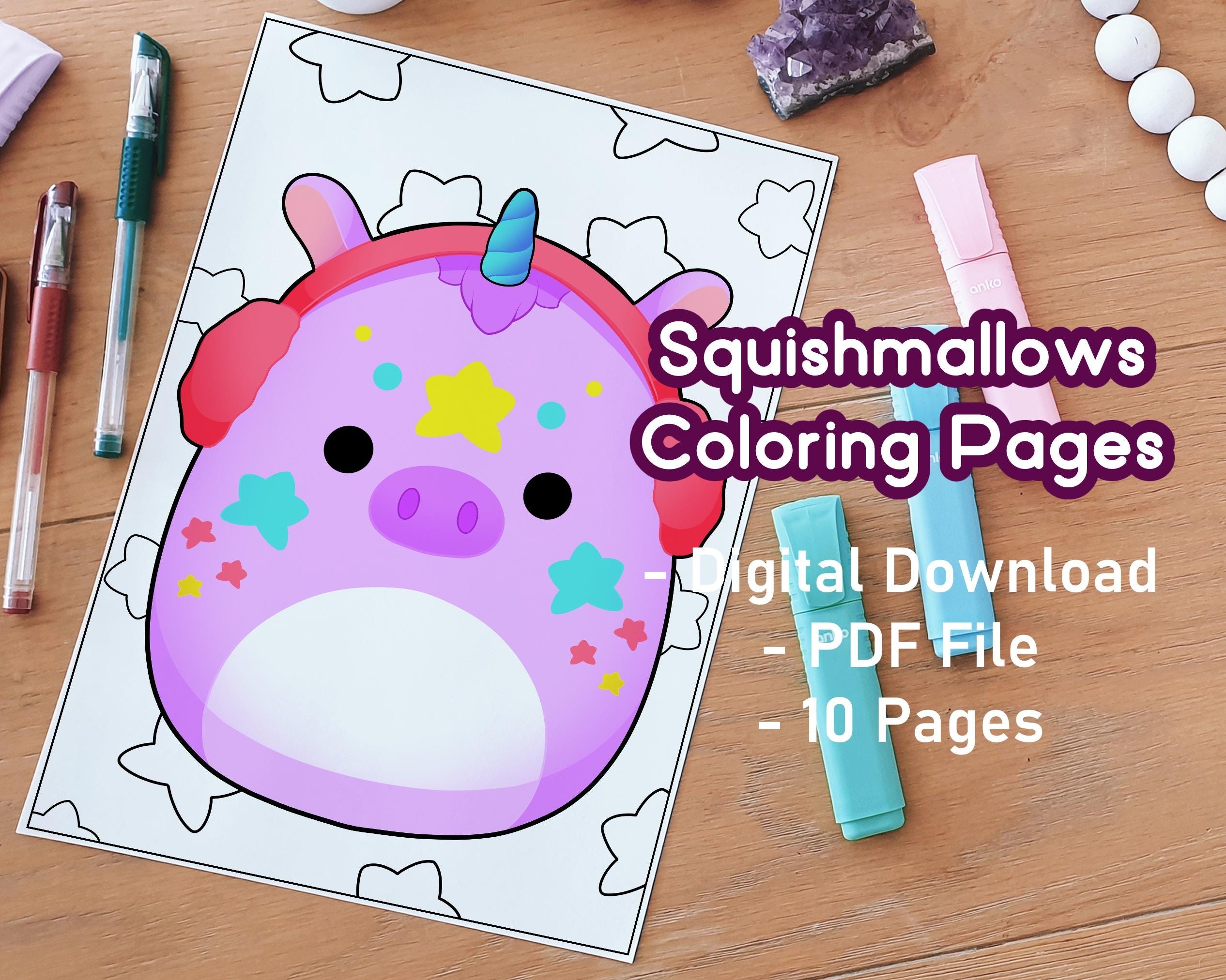 Squishmallows Coloring Pages Pets Cute Party Favours Printable Digital Download Adult Coloring Pages Kid Coloring Pages Etsy