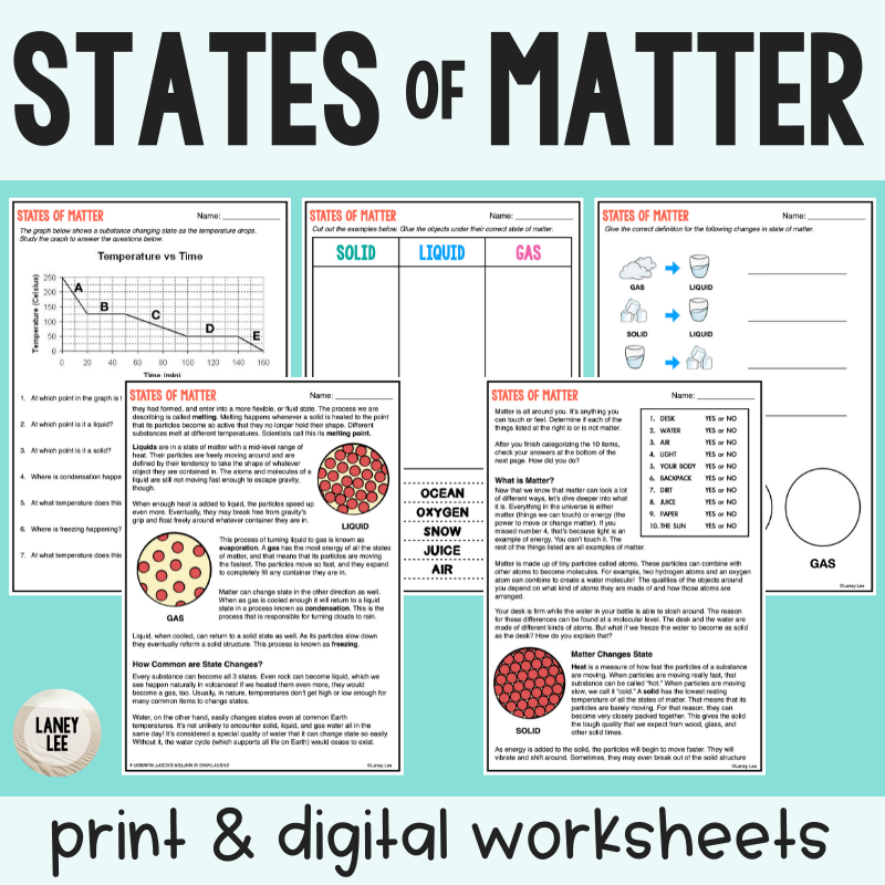 states of matter worksheet