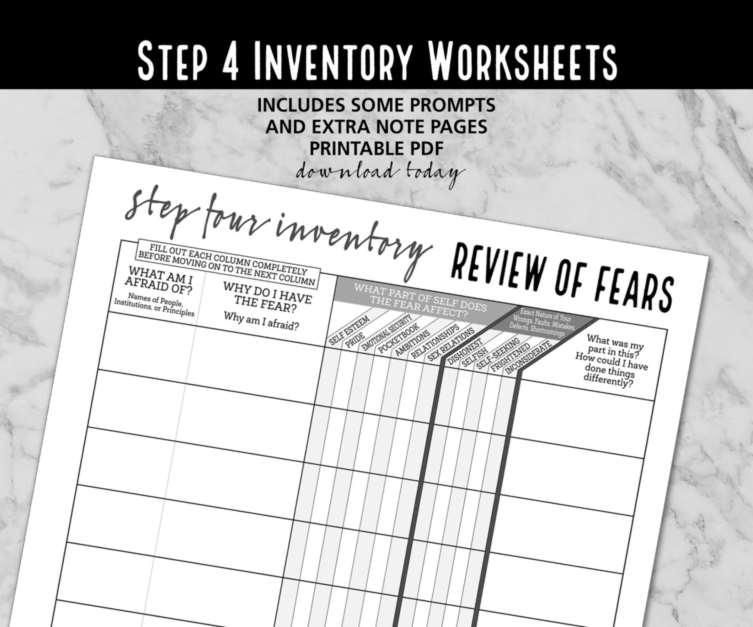 aa fourth step worksheet