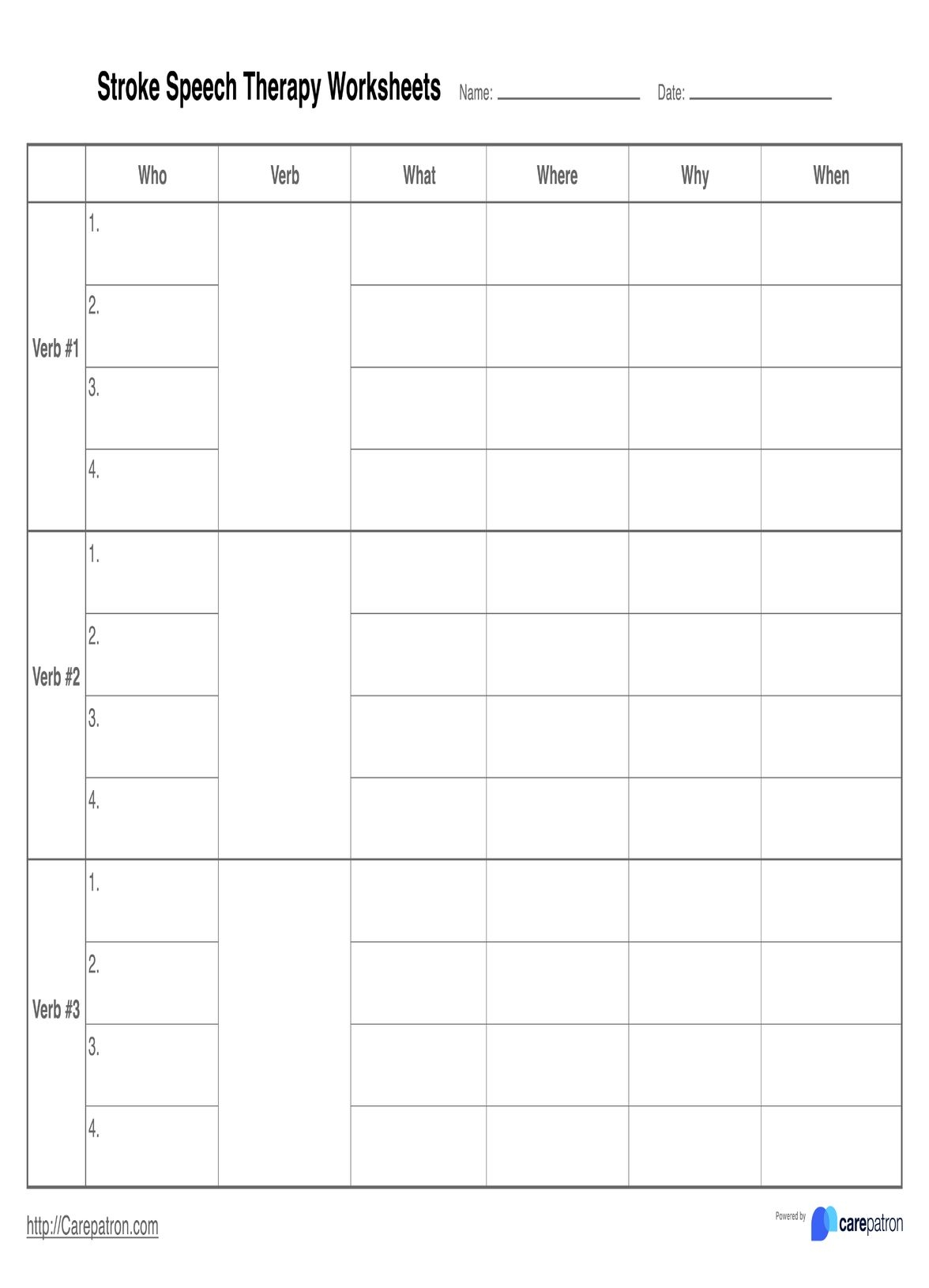 Free Printable Worksheets For Stroke Patients