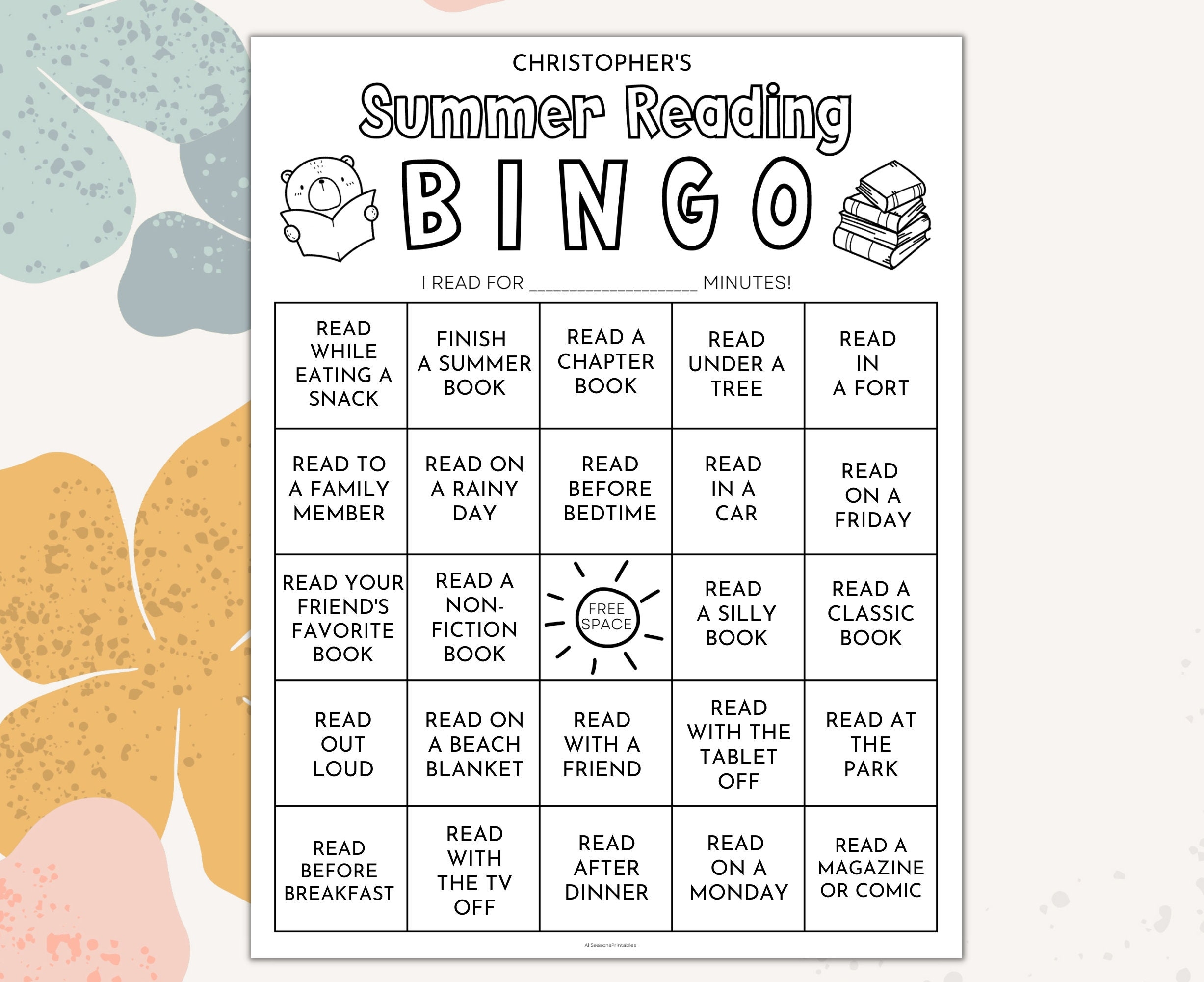 Summer Reading Bingo Challenge Printable Summer Reading Bingo Sheet Kids Summer Reading Challenge Summer Reading Log editable PDF Etsy