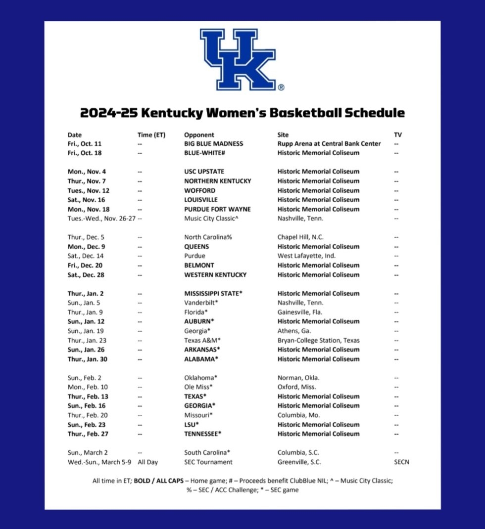 kentucky wildcats printable basketball schedule