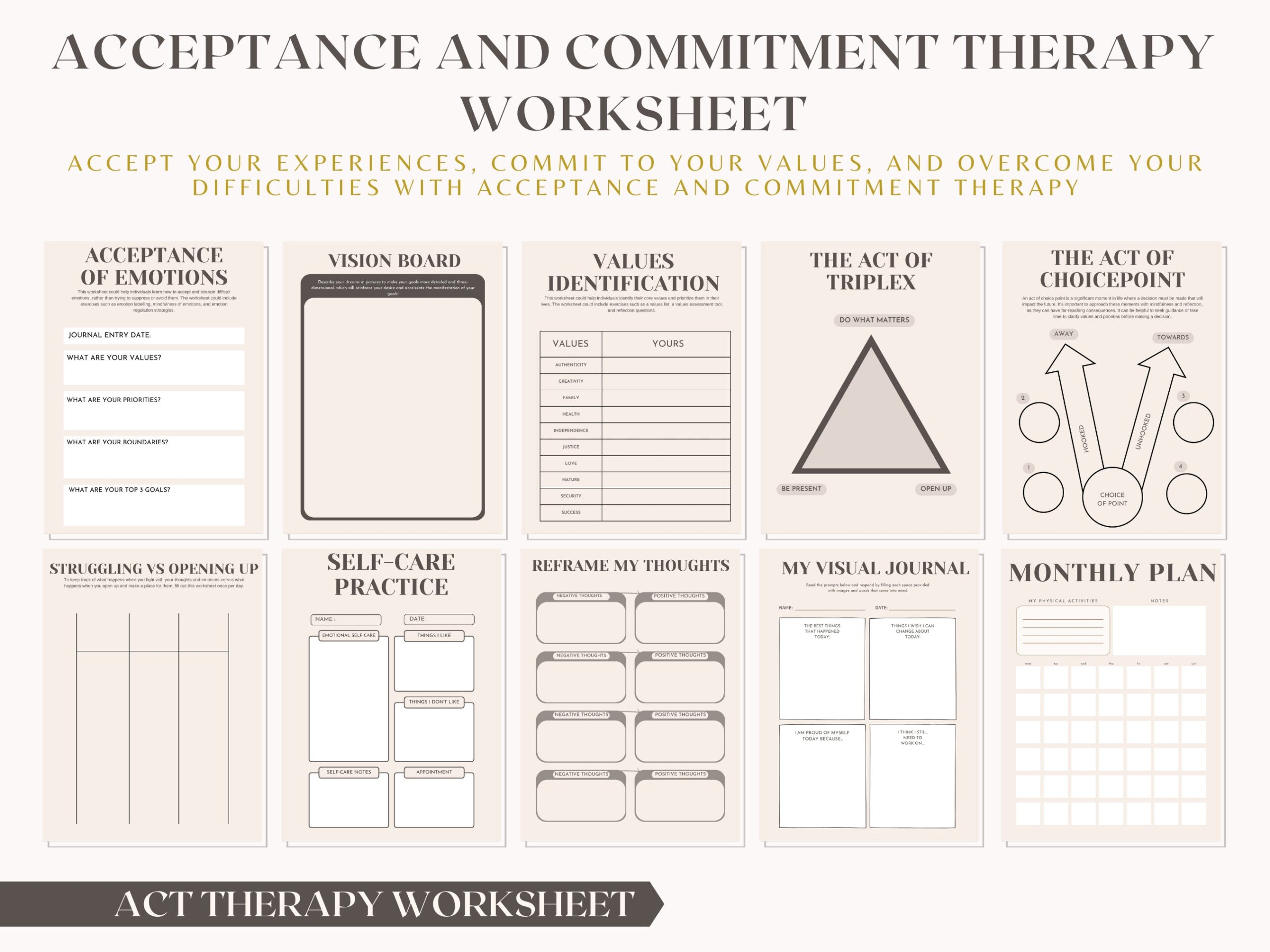 Worksheets ACT Beyond OCD Worksheets Library