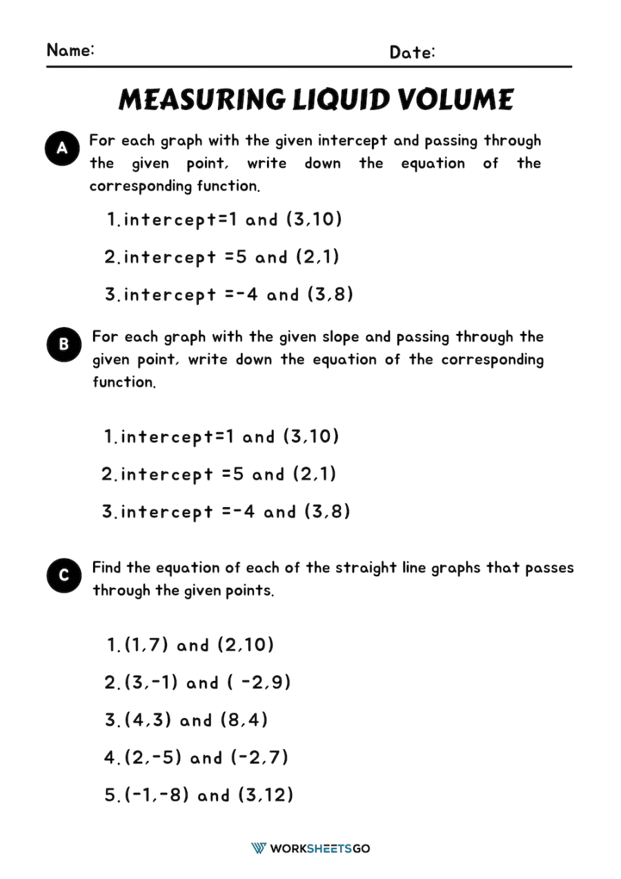 slope intercept form worksheet