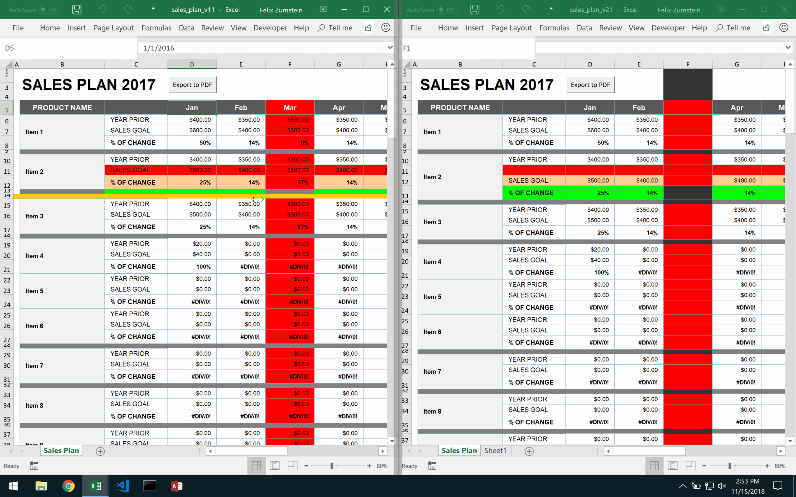 compare xls worksheets