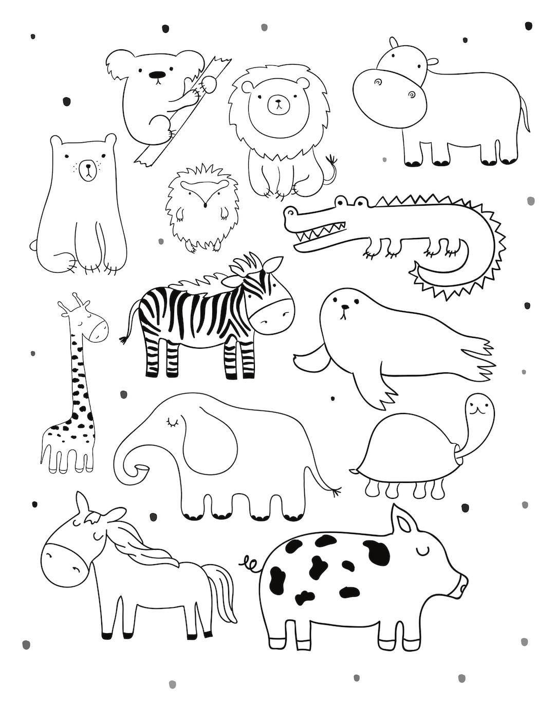 Cute Baby Zoo Animals Coloring Pages