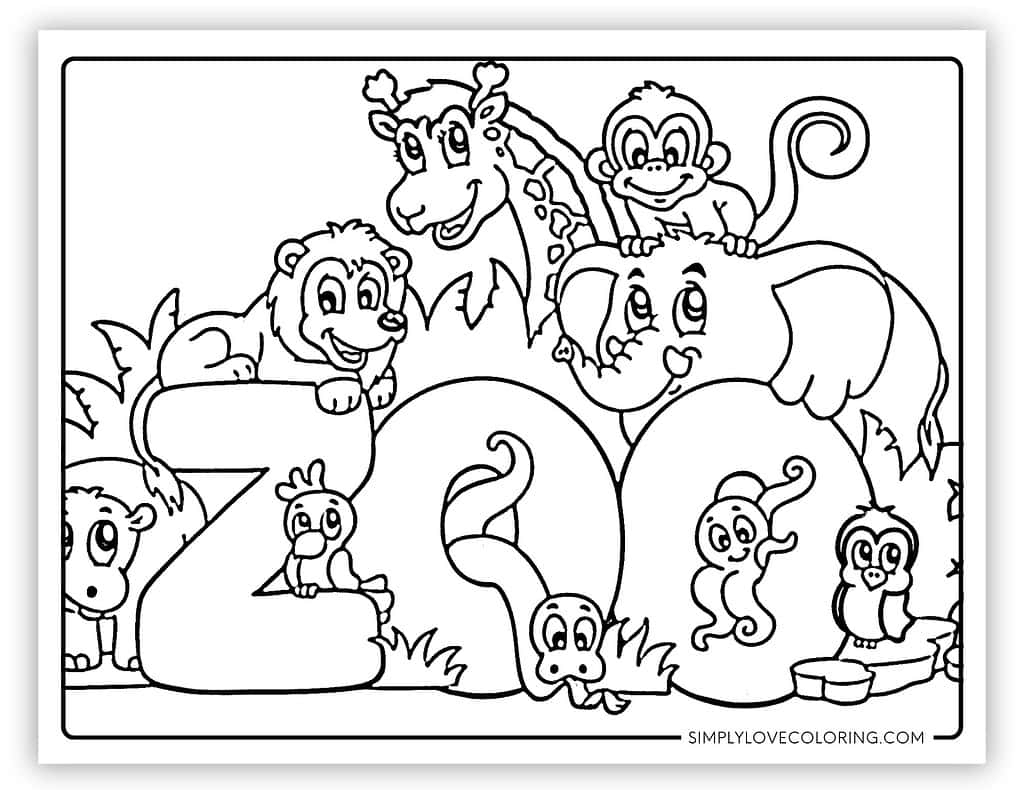 Cartoon Zoo Animals Coloring Pages