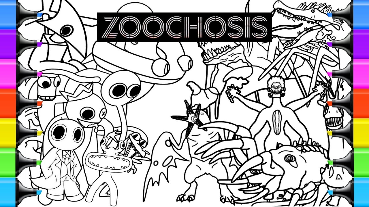 ZOOCHOSIS Vs RAINBOW FRIENDS New Coloring Pages How To Color All Monsters And Bosses NCS Music YouTube