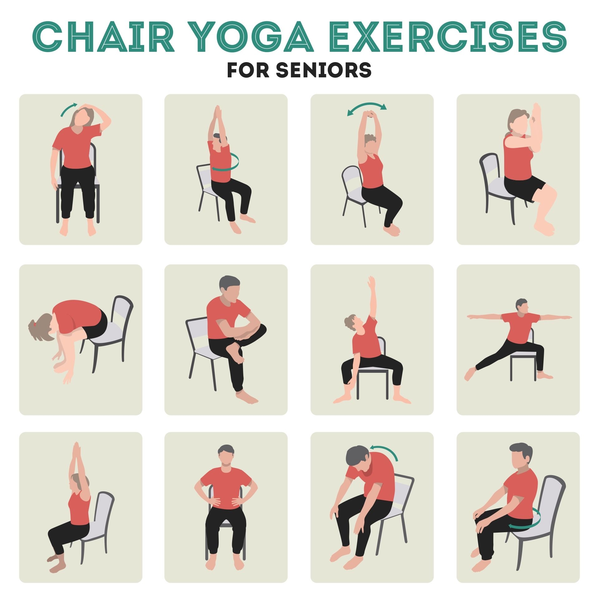 Chair Yoga Poses 10 Free PDF Printables Printablee