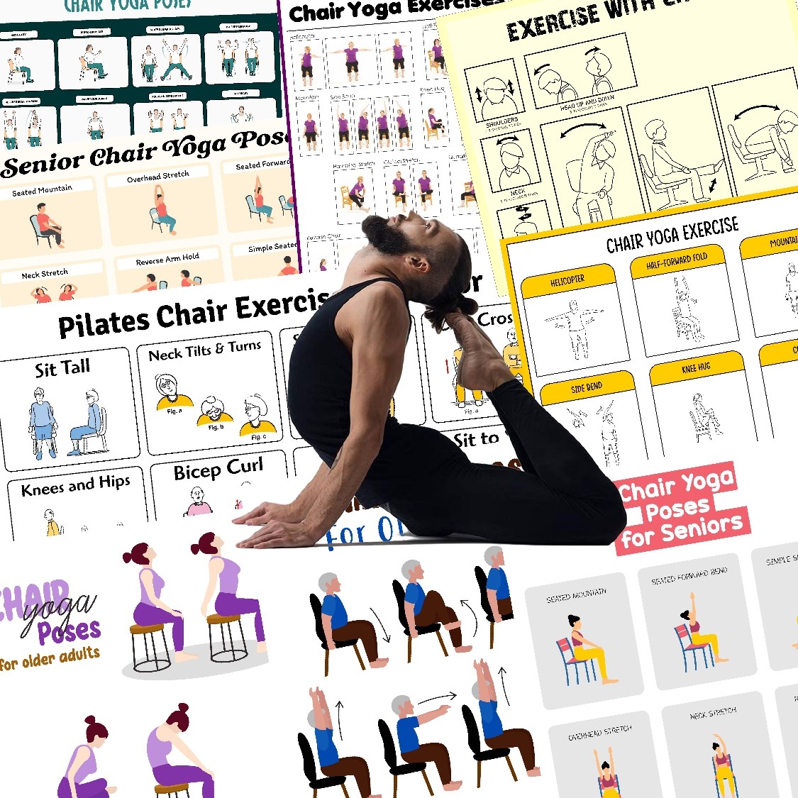 Printable Chair Yoga Exercises For Seniors Gentle U0026 Easy Workouts