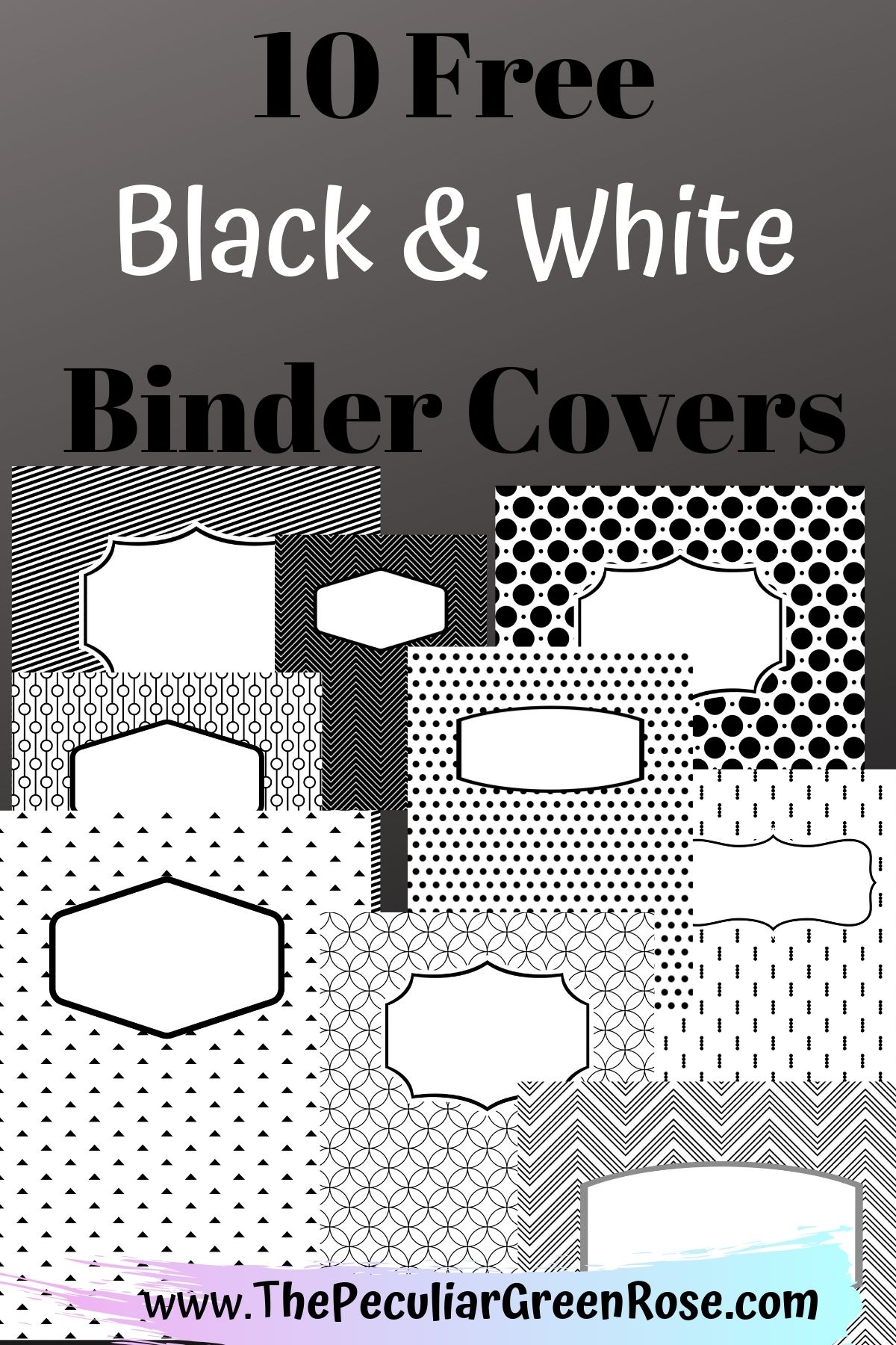 10 Free Variety Black White Binder Covers The Peculiar Green Rose