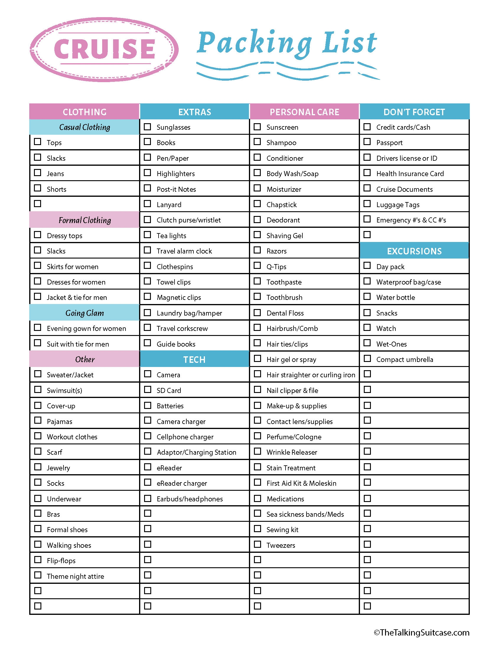 20 Things To Pack For A Cruise Plus Printable Packing List For Cruise Worksheets Library 20 Things To Pack For A Cruise Plus Printable Packing List For Cruise Worksheets Library