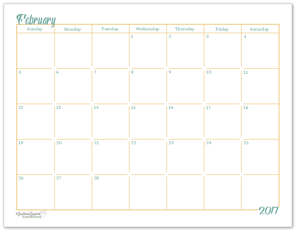 full page printable monthly calendar