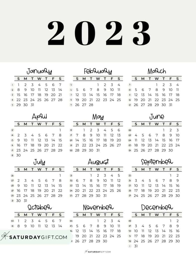2023 Calendar Printable Cute Free 2023 Yearly Calendar Templates