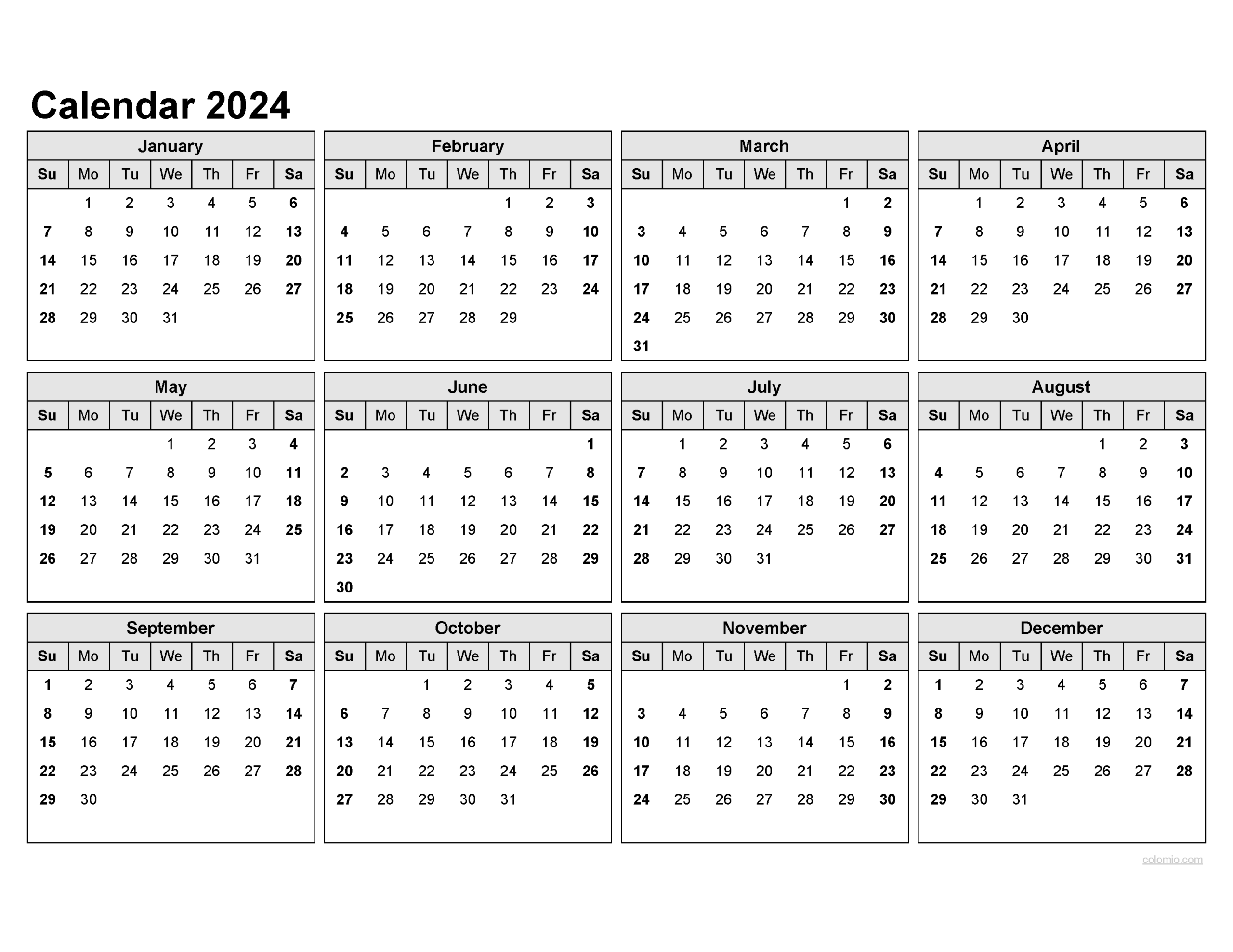 2024 Calendar Monthly Calendars With Calendar Maker PDF Excel And Image File Free Download And Printable