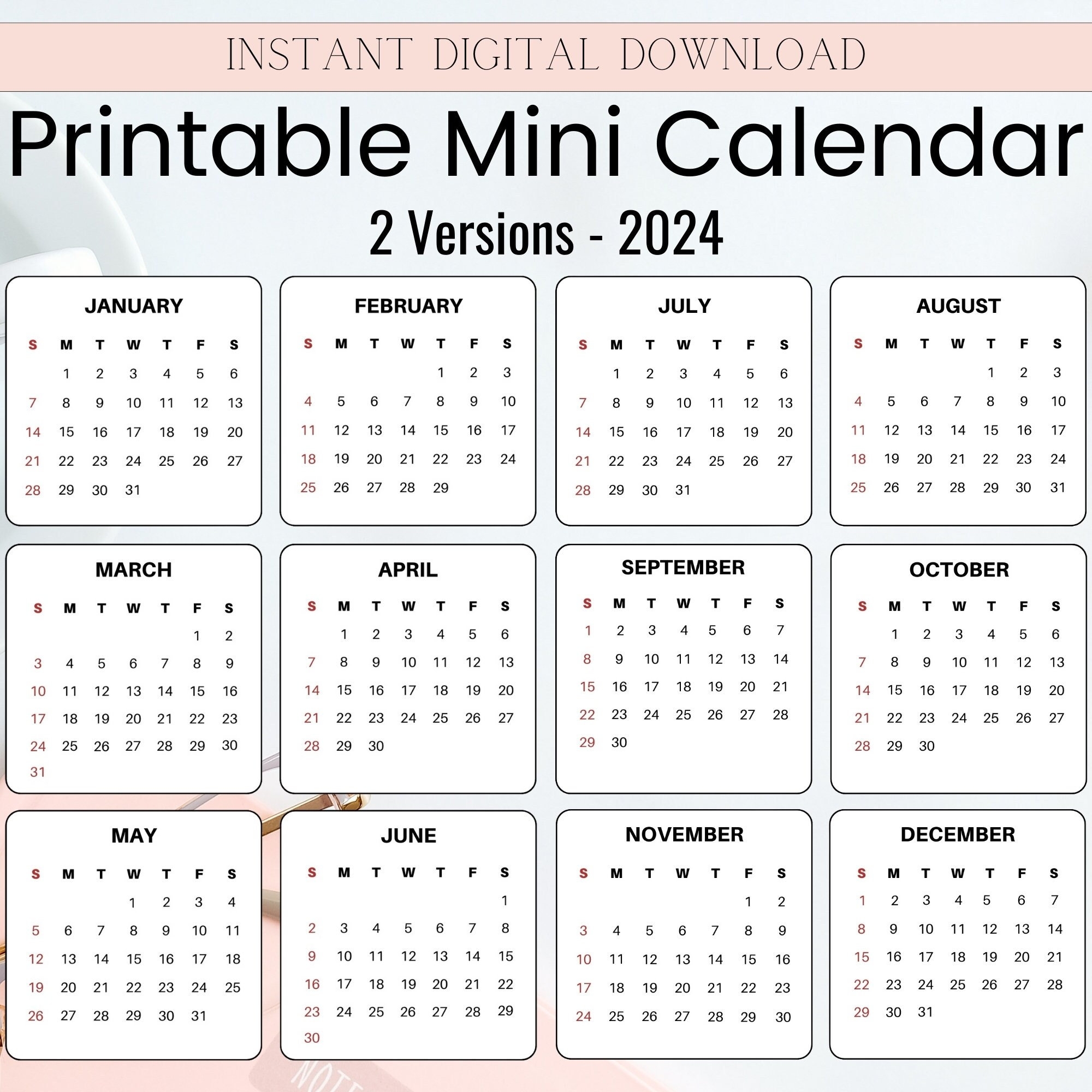 small printable calendar 2024