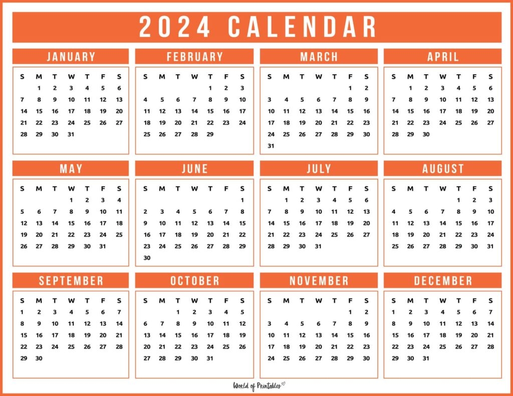 year calendar 2024 printable