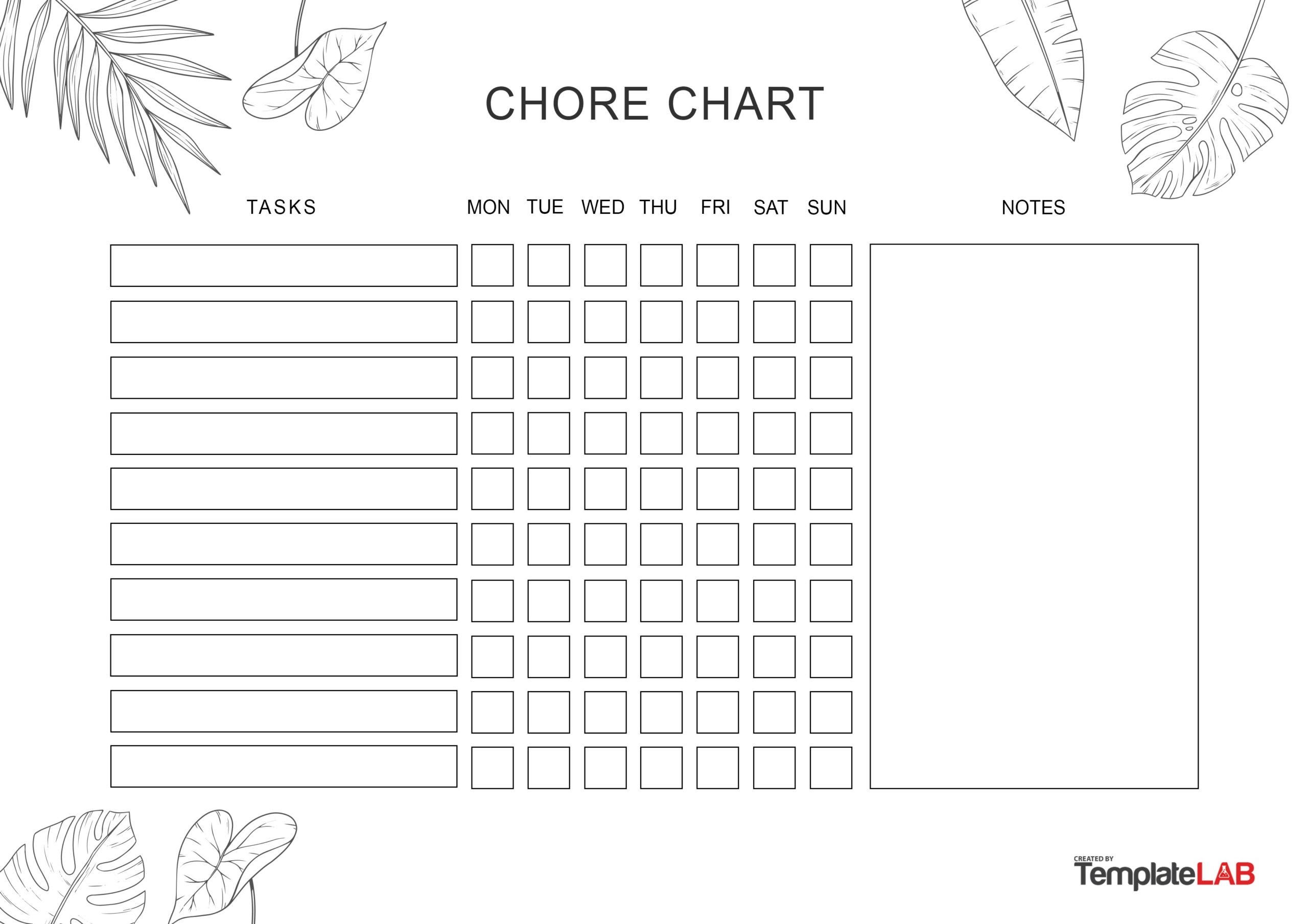 free printable chore chart templates