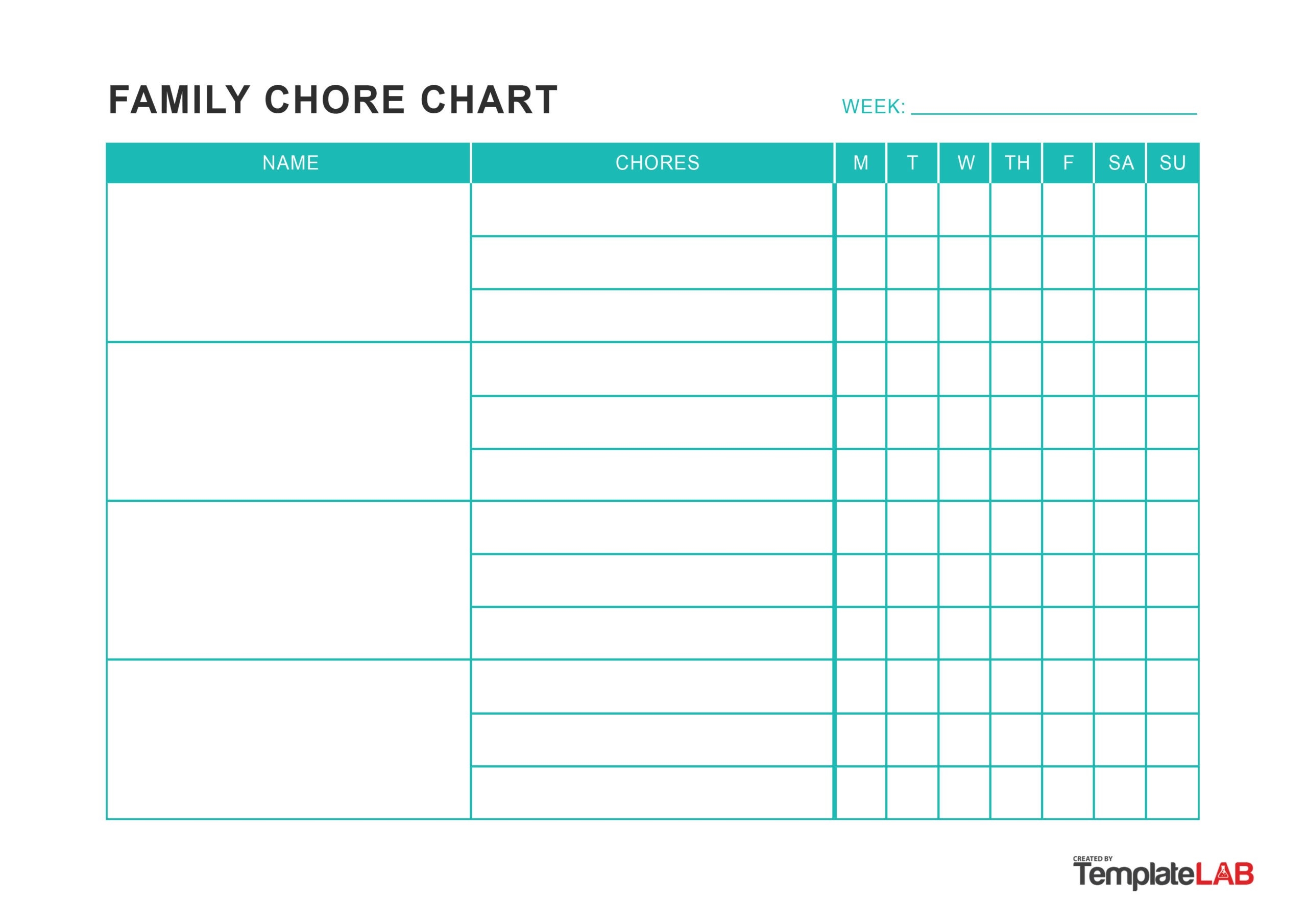 printable chore chart template