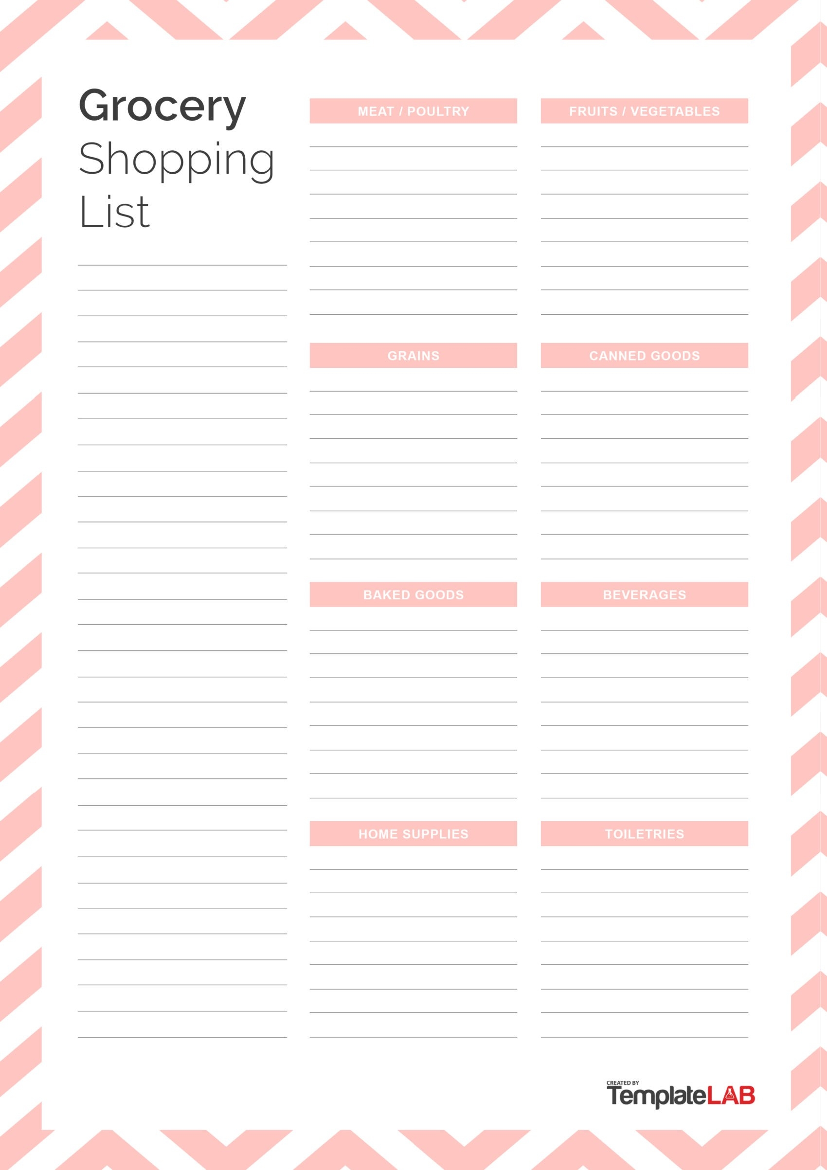 grocery list blank printable