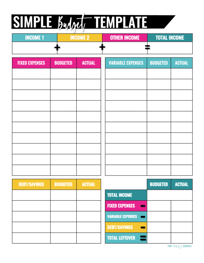 free printable budgeting worksheets