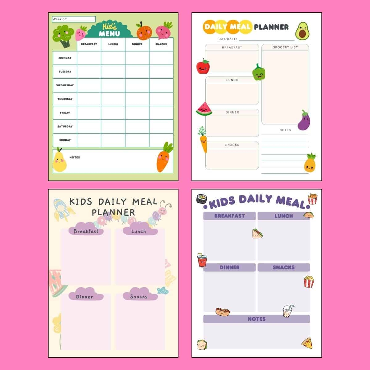 cute meal planner printable
