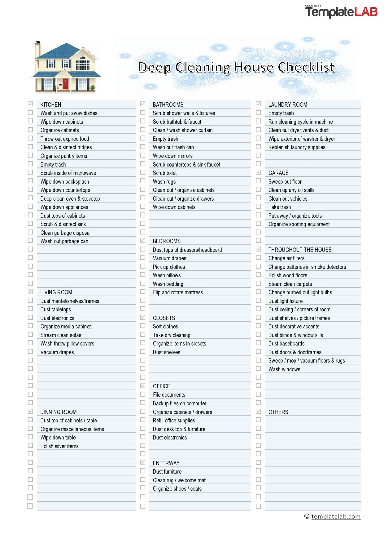 40 Printable House Cleaning Checklist Templates TemplateLab