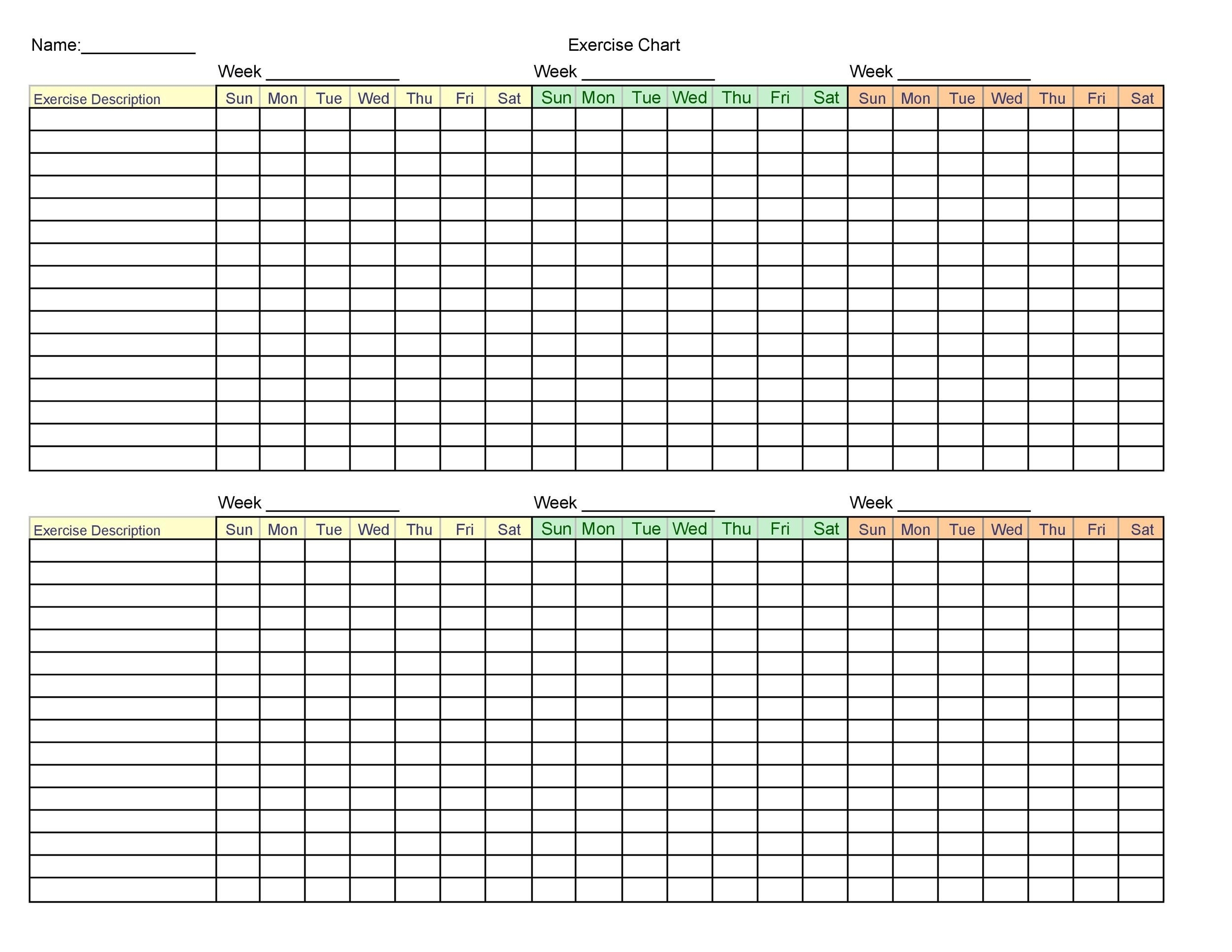 46 Printable Exercise Charts 100 Free TemplateLab 46 Printable Exercise Charts 100 Free TemplateLab