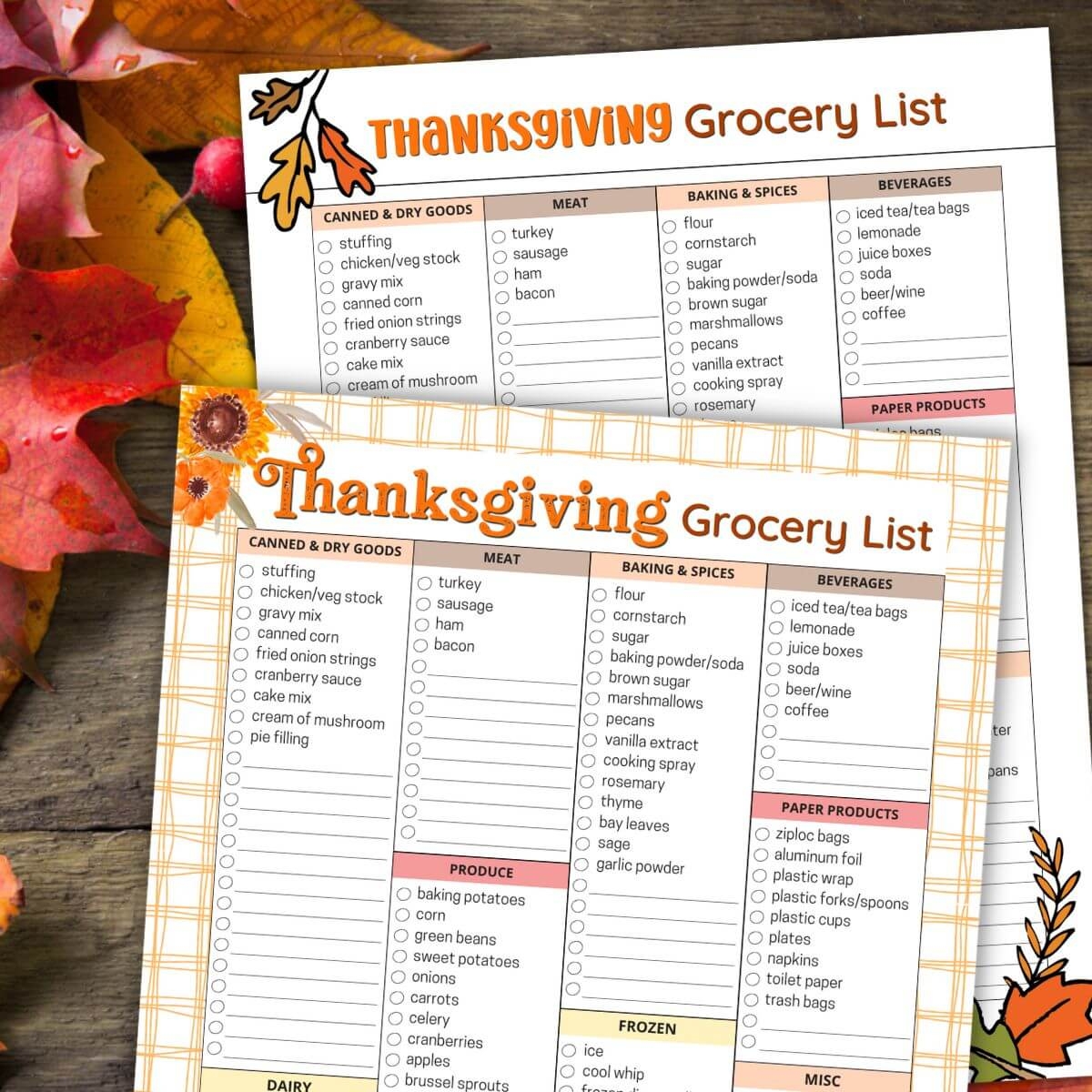 70 Ideas For Your Thanksgiving Shopping List Free Printable 
